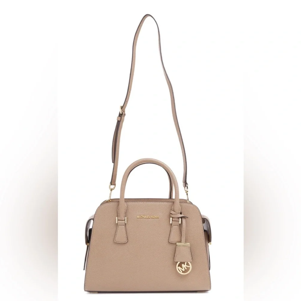 Michael Kors Tan Harper Medium Satchel Pebble Leather Bag
